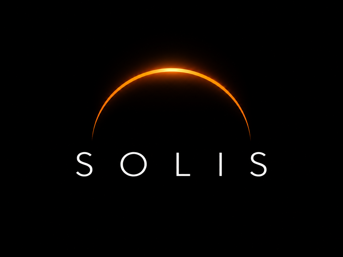 Solis — a warm-orange eclipse over the white SOLIS wordmark